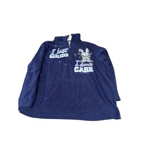 Happy Bunny Fleece Quarter Zip Pullover Top Women's Plus 4X Navy Blue Y2K